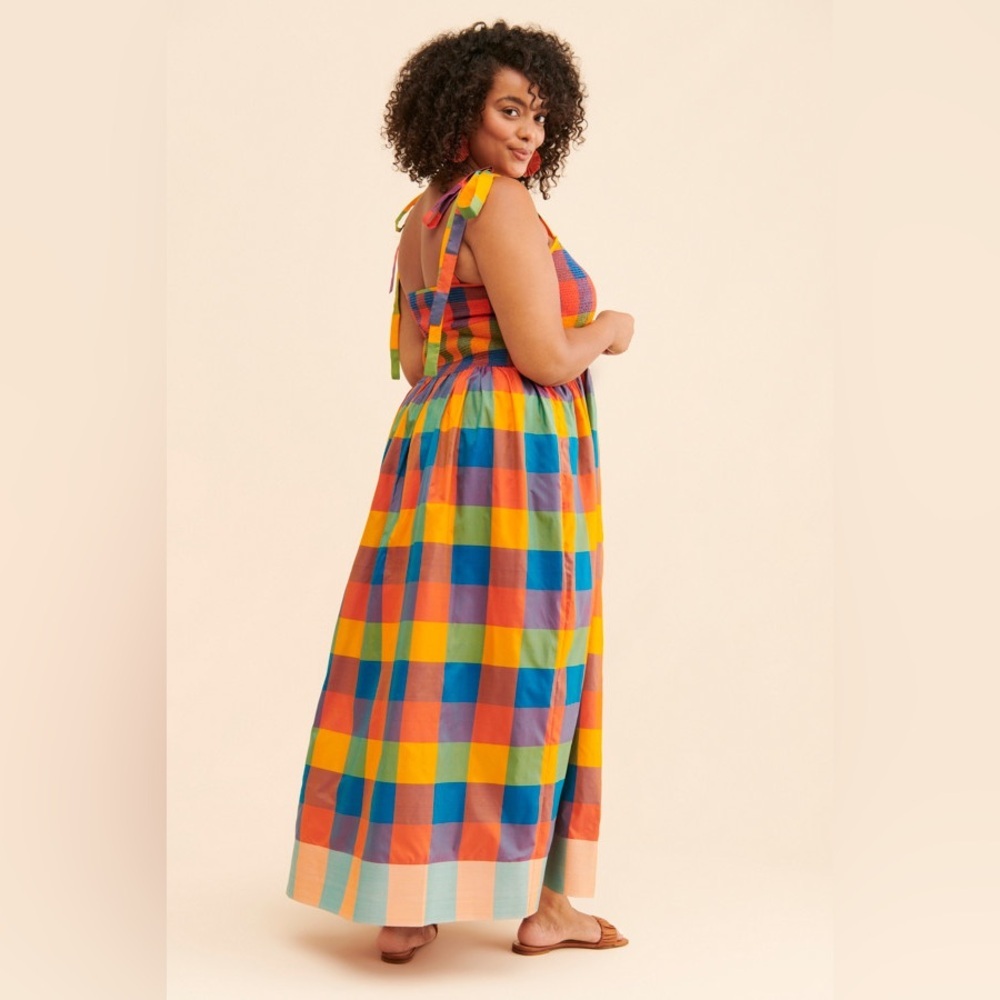 Payal Jain Anthropologie colorful plaid smocked dress - Picture 3 of 7